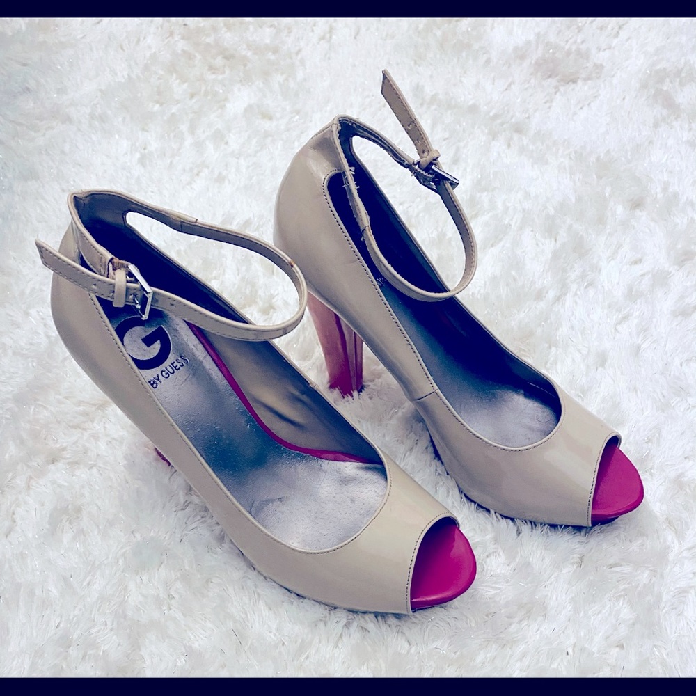 G by Guess Peep Toe Color Block Heels!